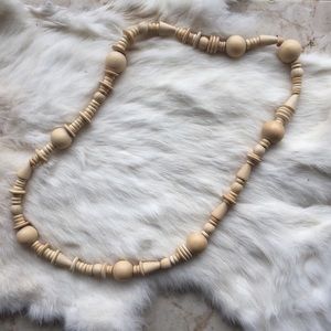 Vintage Natural Wooden Beaded Necklace